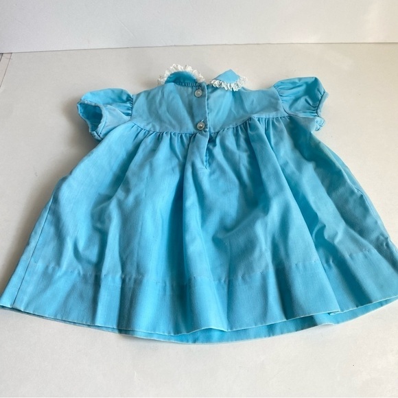 Vintage 80s Baby Clothes Dresses Diaper Cover Bloomers 3 6 Months Girls Blue - Picture 5 of 12